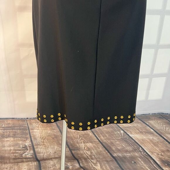 Boston Proper Sleeveless Gold Studded Hem Side Slit Black Dress Size S - Picture 6 of 10